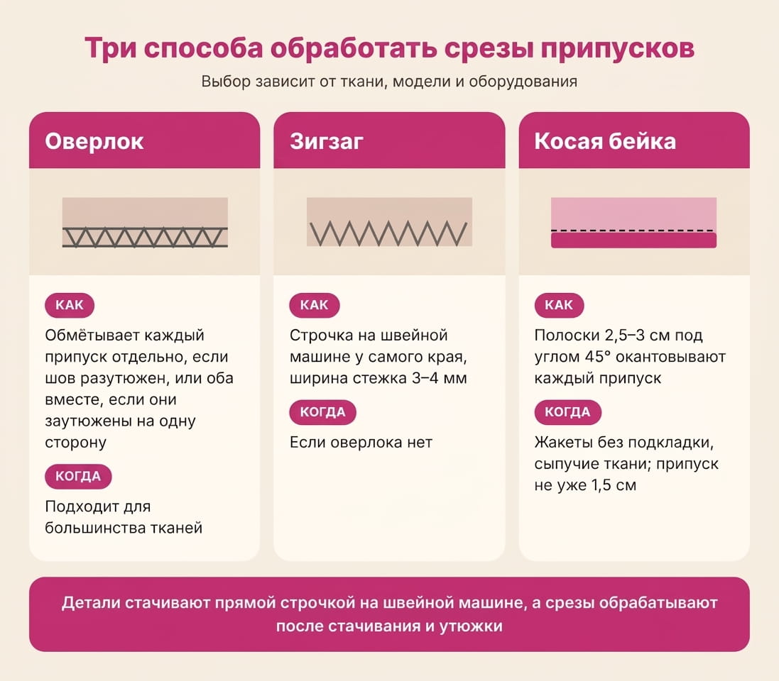 Припуски на швы: три способа обработки срезов